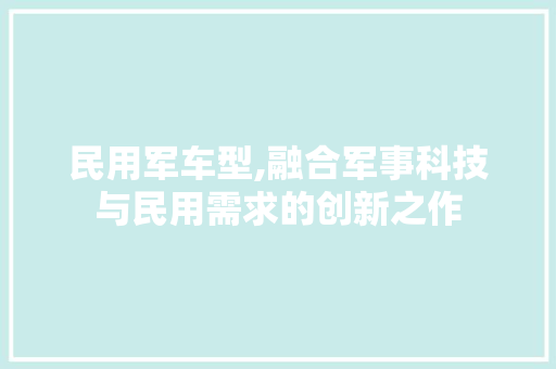 民用军车型,融合军事科技与民用需求的创新之作