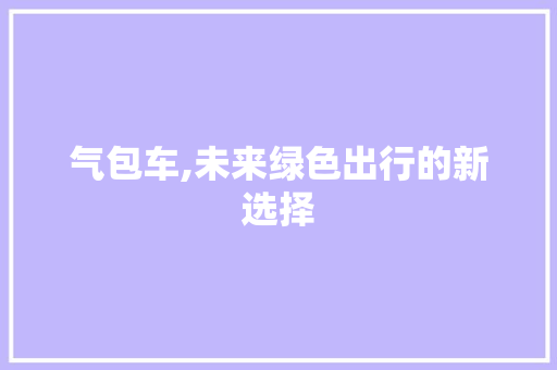 气包车,未来绿色出行的新选择