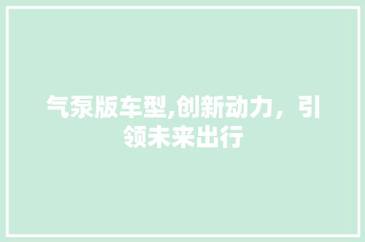 气泵版车型,创新动力，引领未来出行