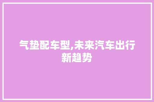 气垫配车型,未来汽车出行新趋势