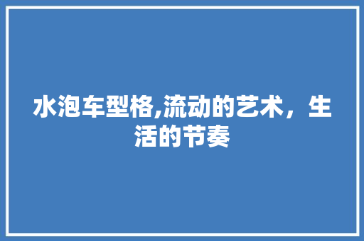 水泡车型格,流动的艺术，生活的节奏