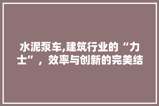 水泥泵车,建筑行业的“力士”，效率与创新的完美结合