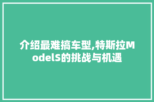 介绍最难搞车型,特斯拉ModelS的挑战与机遇