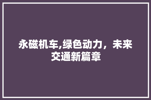 永磁机车,绿色动力，未来交通新篇章