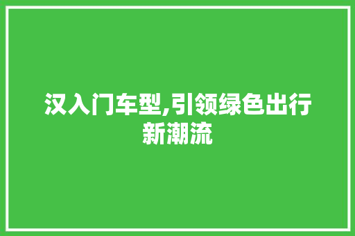 汉入门车型,引领绿色出行新潮流