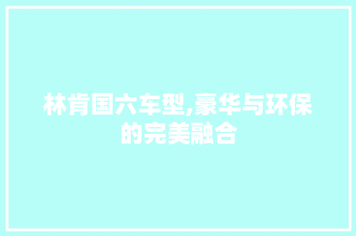 林肯国六车型,豪华与环保的完美融合