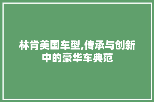 林肯美国车型,传承与创新中的豪华车典范