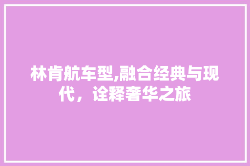 林肯航车型,融合经典与现代，诠释奢华之旅