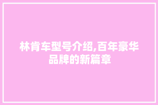 林肯车型号介绍,百年豪华品牌的新篇章