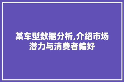 某车型数据分析,介绍市场潜力与消费者偏好
