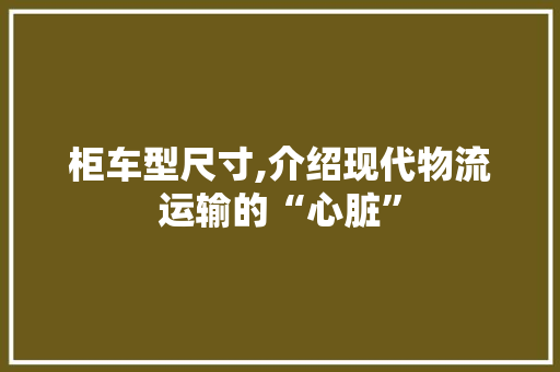 柜车型尺寸,介绍现代物流运输的“心脏”