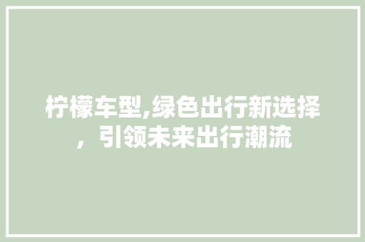 柠檬车型,绿色出行新选择，引领未来出行潮流