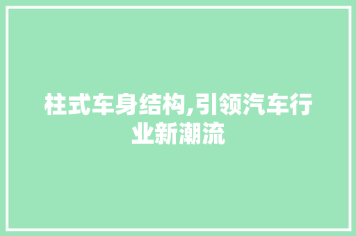 柱式车身结构,引领汽车行业新潮流