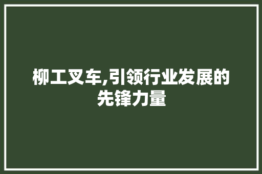 柳工叉车,引领行业发展的先锋力量