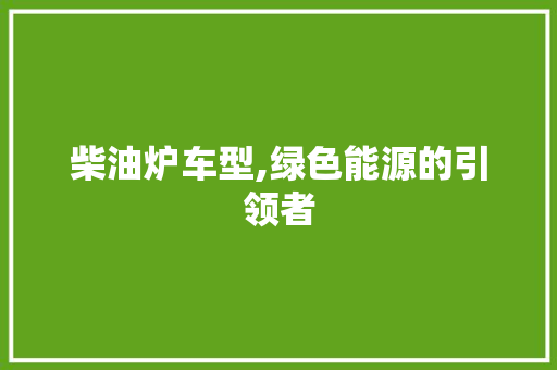 柴油炉车型,绿色能源的引领者