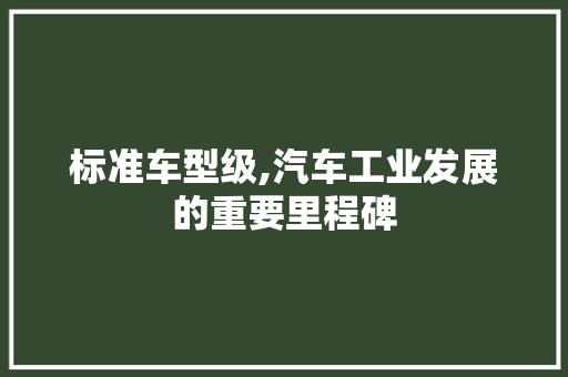 标准车型级,汽车工业发展的重要里程碑