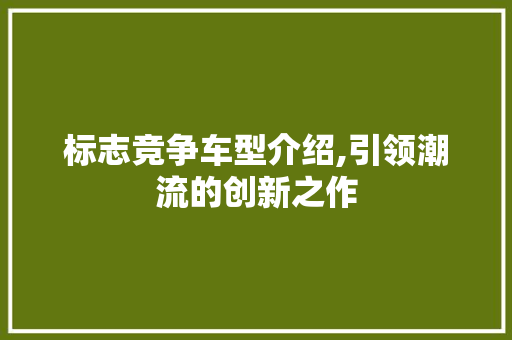 标志竞争车型介绍,引领潮流的创新之作