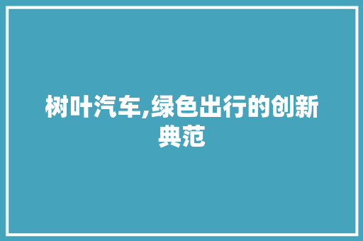 树叶汽车,绿色出行的创新典范