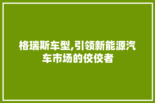 格瑞斯车型,引领新能源汽车市场的佼佼者
