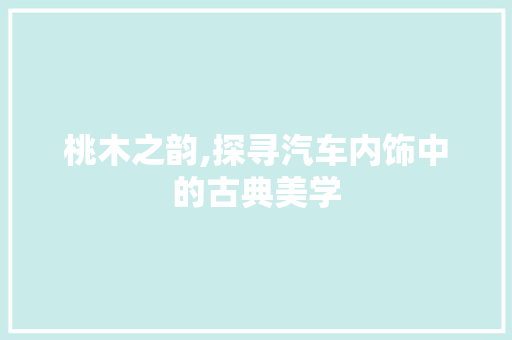桃木之韵,探寻汽车内饰中的古典美学
