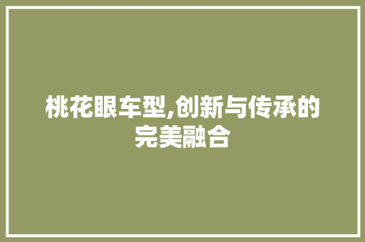 桃花眼车型,创新与传承的完美融合