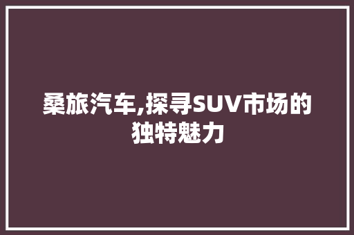 桑旅汽车,探寻SUV市场的独特魅力