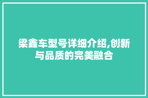 梁鑫车型号详细介绍,创新与品质的完美融合