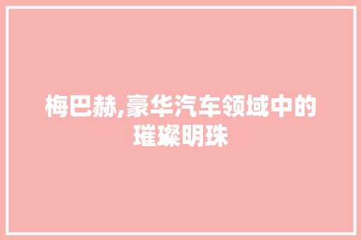梅巴赫,豪华汽车领域中的璀璨明珠