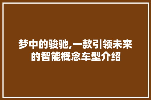 梦中的骏驰,一款引领未来的智能概念车型介绍