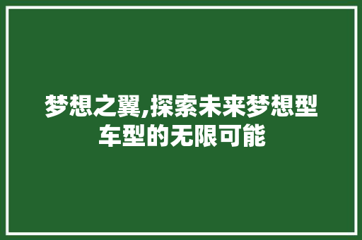 梦想之翼,探索未来梦想型车型的无限可能