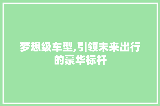 梦想级车型,引领未来出行的豪华标杆