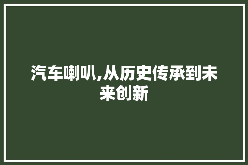 汽车喇叭,从历史传承到未来创新