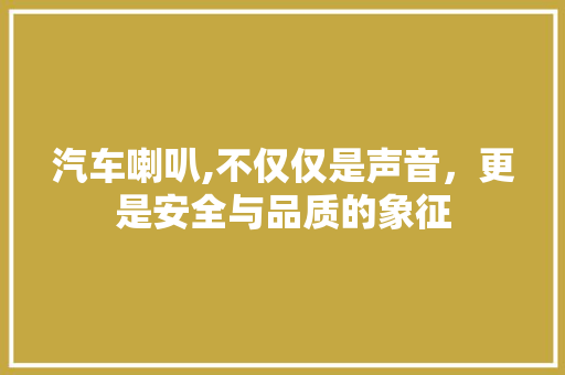 汽车喇叭,不仅仅是声音，更是安全与品质的象征