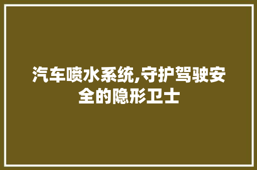 汽车喷水系统,守护驾驶安全的隐形卫士