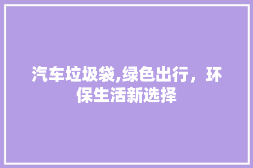 汽车垃圾袋,绿色出行，环保生活新选择