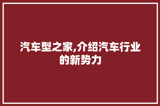 汽车型之家,介绍汽车行业的新势力