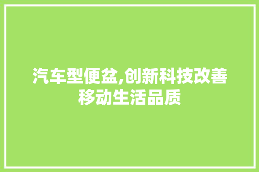 汽车型便盆,创新科技改善移动生活品质