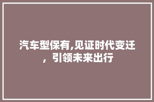 汽车型保有,见证时代变迁，引领未来出行