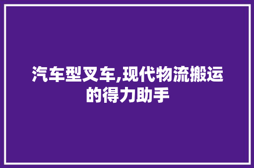汽车型叉车,现代物流搬运的得力助手