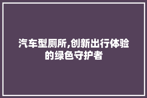 汽车型厕所,创新出行体验的绿色守护者