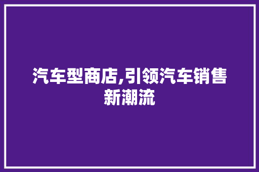 汽车型商店,引领汽车销售新潮流