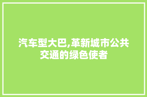 汽车型大巴,革新城市公共交通的绿色使者