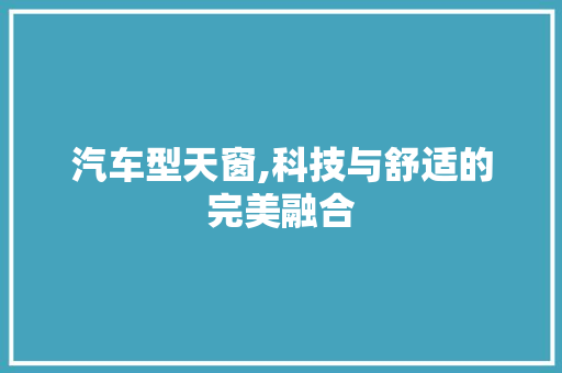汽车型天窗,科技与舒适的完美融合