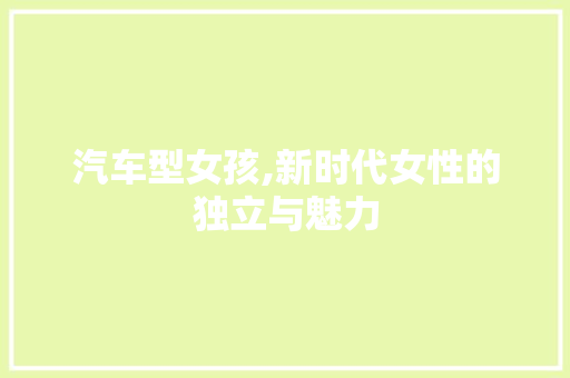 汽车型女孩,新时代女性的独立与魅力