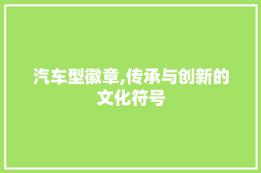 汽车型徽章,传承与创新的文化符号