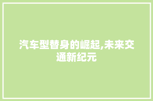 汽车型替身的崛起,未来交通新纪元 蓄电池配件