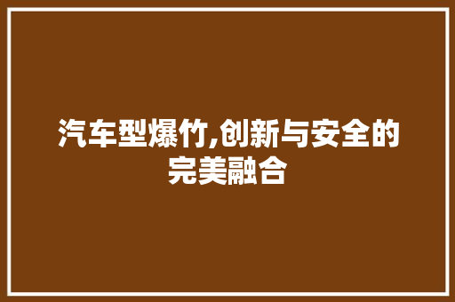 汽车型爆竹,创新与安全的完美融合