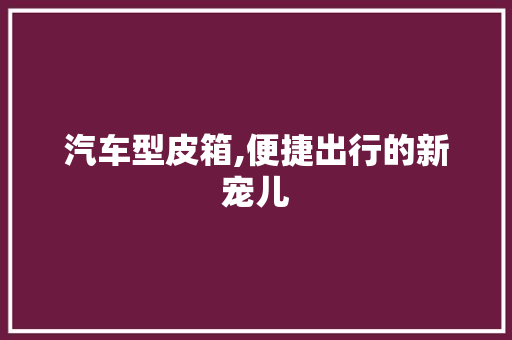 汽车型皮箱,便捷出行的新宠儿