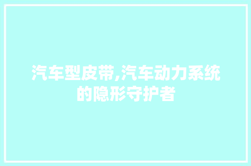 汽车型皮带,汽车动力系统的隐形守护者