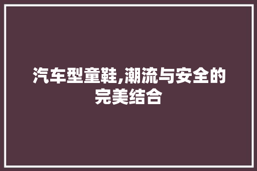 汽车型童鞋,潮流与安全的完美结合